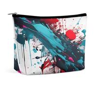 JTKBNVM Abstract Paint Splashes Makeup Bag for Women Waterproof Cosmetic Bag Portable Travel Toiletry Bag Storage Bag Large Makeup Pouch Handheld Makeup Bag for Work, style, One Size
