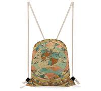 JTKBNVM Ancient Map World Globe Drawstring Backpack Lightweight Sackpack Sport Gym Bag Cinch Sack for Basketball Yoga Beach