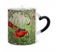 JTKBNVM Ant Petal Line Color Changing Coffee Mug 11oz Magic Ceramic Cup with Heat Sensitive Design Novelty Black to White Transformation Mug for Halloween Christmas Gifts Women Men