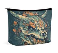 JTKBNVM Asian Dragon Skull Makeup Bag for Women Waterproof Cosmetic Bag Portable Travel Toiletry Bag Storage Bag Large Makeup Pouch Handheld Makeup Bag for Work, style, One Size