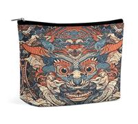 JTKBNVM Asian Style Pattern Makeup Bag for Women Waterproof Cosmetic Bag Portable Travel Toiletry Bag Storage Bag Large Makeup Pouch Handheld Makeup Bag for Work, style, One Size