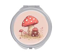 JTKBNVM Bear and Mushroom Compact Mirror Makeup Mirror 1x/2x Magnification Travel Mirror Hand Mirror Round Mirror Pocket Mirror Mini Mirror Compact Mirror for Purses Mirror Compact
