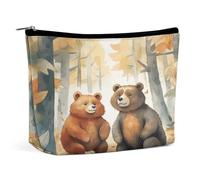 JTKBNVM Bear in Woods Makeup Bag for Women Waterproof Cosmetic Bag Portable Travel Toiletry Bag Storage Bag Large Makeup Pouch Handheld Makeup Bag for Work, style, One Size