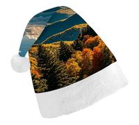 JTKBNVM Beautiful Mountain Ranges Santa Hat Christmas Hats with Comfort Lining & Plush Brim Xmas Hat Cap for Holiday Festive Party Favors