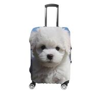 JTKBNVM Bichon Frise Dog Luggage Covers Tsa Approved Suitcase Cover Elastic Washable Luggage Sleeve Carry on Cover Protector Anti-Scratch Suitcase Protector Fits 19-30 Inch Case, white, Small