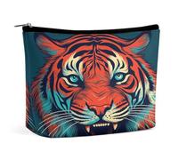 JTKBNVM Big Red Tiger Makeup Bag for Women Waterproof Cosmetic Bag Portable Travel Toiletry Bag Storage Bag Large Makeup Pouch Handheld Makeup Bag for Work, style, One Size