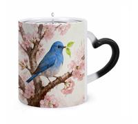 JTKBNVM Birds on Cherry Blossom Tree Color Changing Coffee Mug 11oz Magic Ceramic Cup with Heat Sensitive Design Novelty Black to White Transformation Mug for Halloween Christmas Gifts Women Men