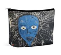 JTKBNVM Black And Blue Painting Makeup Bag for Women Waterproof Cosmetic Bag Portable Travel Toiletry Bag Storage Bag Large Makeup Pouch Handheld Makeup Bag for Work, style, One Size