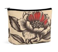 JTKBNVM Black And Red Flowers Makeup Bag for Women Waterproof Cosmetic Bag Portable Travel Toiletry Bag Storage Bag Large Makeup Pouch Handheld Makeup Bag for Work, style, One Size