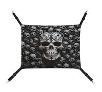 JTKBNVM Black and White Skulls Cat Hammock Pet Hammock Ferret Hammock Cat Hammock for Large Cats Hamster Hammock Soft Hanging Bed Cat Hammock Hanging Cat Hammock Bed