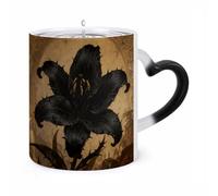 JTKBNVM Black Lily Gothic Color Changing Coffee Mug 11oz Magic Ceramic Cup with Heat Sensitive Design Novelty Black to White Transformation Mug for Halloween Christmas Gifts Women Men