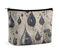 JTKBNVM Black Water Drop Pattern Makeup Bag for Women Waterproof Cosmetic Bag Portable Travel Toiletry Bag Storage Bag Large Makeup Pouch Handheld Makeup Bag for Work, style, One Size