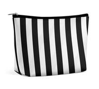JTKBNVM Black & White Stripe Makeup Bag for Women Waterproof Cosmetic Bag Portable Travel Toiletry Bag Storage Bag Large Makeup Pouch Handheld Makeup Bag for Work, style, One Size