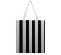 JTKBNVM Black White Stripes Canvas Tote Bag with Handles Reversible Reusable Grocery Bags Foldable Carry on Tote Purse Casual Everyday Shoulder Handbag for Shopping Work Beach Market