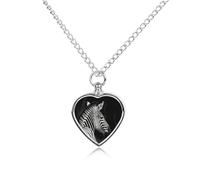 JTKBNVM Black & White Zebra Pet Cremation Jewelry for Ashes Waterproof Urn Necklace with Filling Kit Heart Pendant Ash Necklace Memorial Keepsake Jewelry Custom Sympathy Gift for Dog Cat Human Ashes