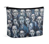 JTKBNVM Blue And Black Faces Makeup Bag for Women Waterproof Cosmetic Bag Portable Travel Toiletry Bag Storage Bag Large Makeup Pouch Handheld Makeup Bag for Work, style, One Size