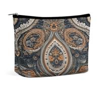 JTKBNVM Blue And Orange Makeup Bag for Women Waterproof Cosmetic Bag Portable Travel Toiletry Bag Storage Bag Large Makeup Pouch Handheld Makeup Bag for Work, style, One Size