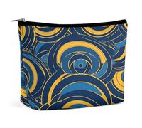 JTKBNVM Blue And Yellow Pattern Makeup Bag for Women Waterproof Cosmetic Bag Portable Travel Toiletry Bag Storage Bag Large Makeup Pouch Handheld Makeup Bag for Work, style, One Size