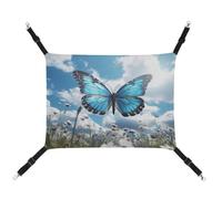 JTKBNVM Blue Butterfly and Clouds Cat Hammock Pet Hammock Ferret Hammock Cat Hammock for Large Cats Hamster Hammock Soft Hanging Bed Cat Hammock Hanging Cat Hammock Bed