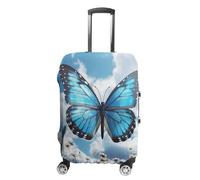 JTKBNVM Blue Butterfly And Clouds Luggage Covers Tsa Approved Suitcase Cover Elastic Washable Luggage Sleeve Carry on Cover Protector Anti-Scratch Suitcase Protector Fits 19-30 Inch Case, white, M