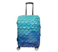 JTKBNVM Blue Mermaid Fish Scale Luggage Covers Tsa Approved Suitcase Cover Elastic Washable Luggage Sleeve Carry on Cover Protector Anti-Scratch Suitcase Protector Fits 19-30 Inch Case, white, L