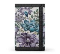 JTKBNVM Blue Purple Flowers Trifold Wallet Trifold Wallets for Men Women Slim Wallet Mens Wallet Trifold Front Pocket Wallet | Versatile Wallets with 8 Credit Card Holder, style, One Size