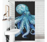 JTKBNVM Boho Farmhouse Shower Curtains for Bathroom Waterproof Blue Watercolor Octopus Bath Curtain with 12 Hooks 7 Grommets Washable Fabric Cloth Window & Door Curtain Bathtub Home Decor 36x72