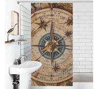JTKBNVM Boho Farmhouse Shower Curtains for Bathroom Waterproof Compass and Old World Map Bath Curtain with 12 Hooks 7 Grommets Washable Fabric Cloth Window & Door Curtain Bathtub Home Decor