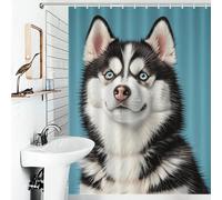 JTKBNVM Boho Farmhouse Shower Curtains for Bathroom Waterproof Cute Husky Bath Curtain with 12 Hooks 7 Grommets Washable Fabric Cloth Window & Door Curtain Bathtub Home Decor 55x72