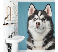 JTKBNVM Boho Farmhouse Shower Curtains for Bathroom Waterproof Cute Husky Bath Curtain with 12 Hooks 7 Grommets Washable Fabric Cloth Window & Door Curtain Bathtub Home Decor 72x72