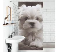 JTKBNVM Boho Farmhouse Shower Curtains for Bathroom Waterproof Cute Maltese Puppy Bath Curtain with 12 Hooks 7 Grommets Washable Fabric Cloth Window & Door Curtain Bathtub Home Decor