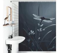 JTKBNVM Boho Farmhouse Shower Curtains for Bathroom Waterproof Dragonfly Silhouette Bath Curtain with 12 Hooks 7 Grommets Washable Fabric Cloth Window & Door Curtain Bathtub Home Decor 72x72