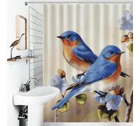 JTKBNVM Boho Farmhouse Shower Curtains for Bathroom Waterproof Happy Bluebirds Bath Curtain with 12 Hooks 7 Grommets Washable Fabric Cloth Window & Door Curtain Bathtub Home Decor 55x72
