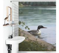 JTKBNVM Boho Farmhouse Shower Curtains for Bathroom Waterproof Loon Nature Birds Bath Curtain with 12 Hooks 7 Grommets Washable Fabric Cloth Window & Door Curtain Bathtub Home Decor 72x72