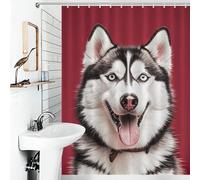 JTKBNVM Boho Farmhouse Shower Curtains for Bathroom Waterproof Lovely Husky Bath Curtain with 12 Hooks 7 Grommets Washable Fabric Cloth Window & Door Curtain Bathtub Home Decor 55x72