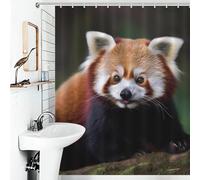 JTKBNVM Boho Farmhouse Shower Curtains for Bathroom Waterproof Red Panda Bath Curtain with 12 Hooks 7 Grommets Washable Fabric Cloth Window & Door Curtain Bathtub Home Decor 60x72