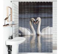 JTKBNVM Boho Farmhouse Shower Curtains for Bathroom Waterproof Romantic White Swan Bath Curtain with 12 Hooks 7 Grommets Washable Fabric Cloth Window & Door Curtain Bathtub Home Decor 48x72