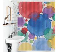 JTKBNVM Boho Farmhouse Shower Curtains for Bathroom Waterproof Watercolor Color Point Bath Curtain with 12 Hooks 7 Grommets Washable Fabric Cloth Window & Door Curtain Bathtub Home Decor 66x72