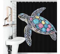 JTKBNVM Boho Farmhouse Shower Curtains for Bathroom Waterproof Watercolor Sea Turtle Bath Curtain with 12 Hooks 7 Grommets Washable Fabric Cloth Window & Door Curtain Bathtub Home Decor 60x72