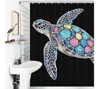 JTKBNVM Boho Farmhouse Shower Curtains for Bathroom Waterproof Watercolor Sea Turtle Bath Curtain with 12 Hooks 7 Grommets Washable Fabric Cloth Window & Door Curtain Bathtub Home Decor 66x72