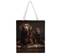 JTKBNVM Brown Labrador Retriever Canvas Tote Bag with Handles Reversible Reusable Grocery Bags Foldable Carry on Tote Purse Casual Everyday Shoulder Handbag for Shopping Work Beach Market