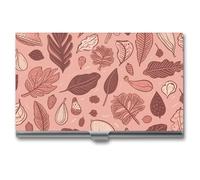 JTKBNVM Business Card Holder for Men Women Acorn Leaf Pattern Pocket Business Card Case Metal Business Card Wallet Name Card Holder Buckle Style Shut Aluminum, style, One Size
