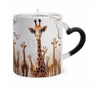 JTKBNVM Cartoon Giraffes Color Changing Coffee Mug 11oz Magic Ceramic Cup with Heat Sensitive Design Novelty Black to White Transformation Mug for Halloween Christmas Gifts Women Men