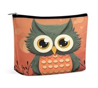 JTKBNVM Cartoon Owl on Orange Background Makeup Bag for Women Waterproof Cosmetic Bag Portable Travel Toiletry Bag Storage Bag Large Makeup Pouch Handheld Makeup Bag for Work, style, One Size