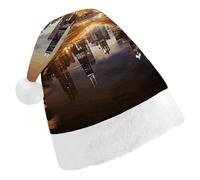 JTKBNVM Chicago Santa Hat Christmas Hats with Comfort Lining & Plush Brim Xmas Hat Cap for Holiday Festive Party Favors