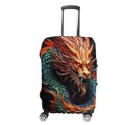 JTKBNVM Chinese Dragon Luggage Covers Tsa Approved Suitcase Cover Elastic Washable Luggage Sleeve Carry on Cover Protector Anti-Scratch Suitcase Protector Fits 19-30 Inch Case, white, Small