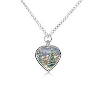 JTKBNVM Christmas Tree Town Pet Cremation Jewelry for Ashes Waterproof Urn Necklace with Filling Kit Heart Pendant Ash Necklace Memorial Keepsake Jewelry Custom Sympathy Gift for Dog Cat Human Ashes