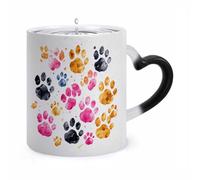 JTKBNVM Colorful Dog Paws Color Changing Coffee Mug 11oz Magic Ceramic Cup with Heat Sensitive Design Novelty Black to White Transformation Mug for Halloween Christmas Gifts Women Men