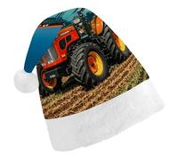 JTKBNVM Company Farm Tractors Santa Hat Christmas Hats with Comfort Lining & Plush Brim Xmas Hat Cap for Holiday Festive Party Favors