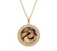 JTKBNVM Compass And Old World Map Diamond Necklaces for Women 20" Chain Couple Necklace Personalized Memorial Pendant Jewelry Keepsake Birthday Anniversary Valentines Day Gift for Girlfriend Mom, One